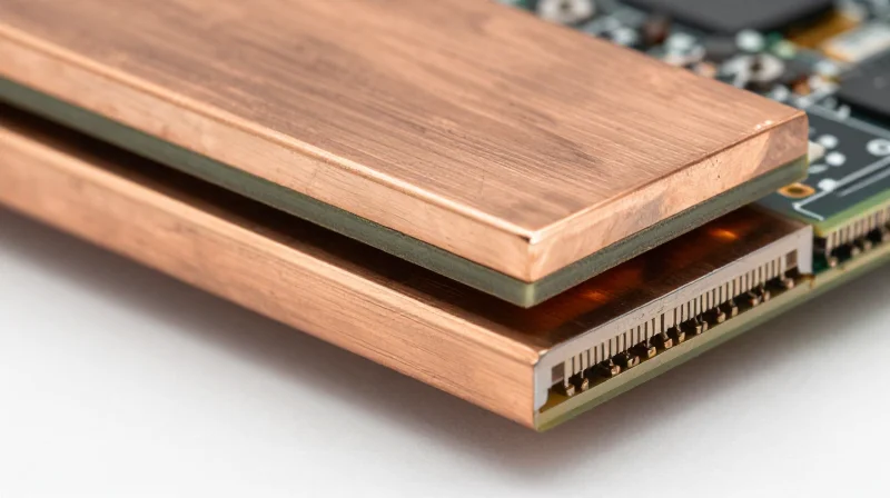 Material Selection for High-Current Conductivity Macro view of advanced PCB substrate material with thick copper layers