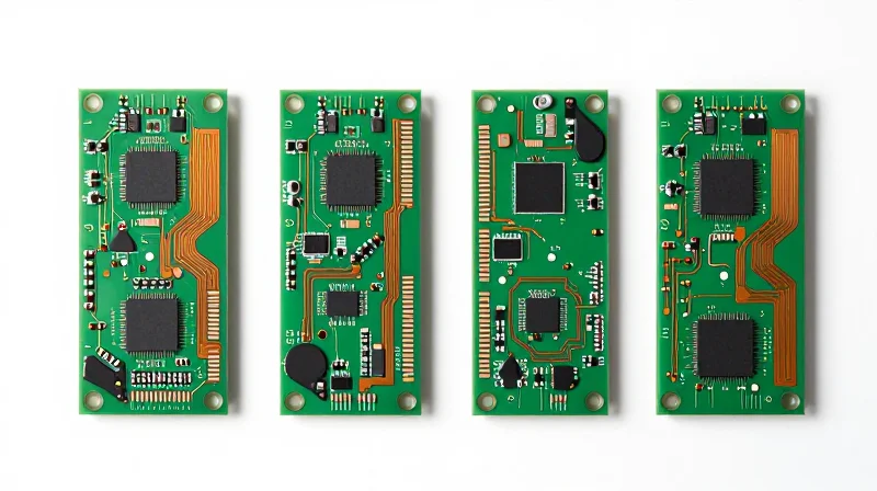 Advanced PCB Layout Techniques for Current Flow Top-down view of a sophisticated PCB layout with optimized copper paths