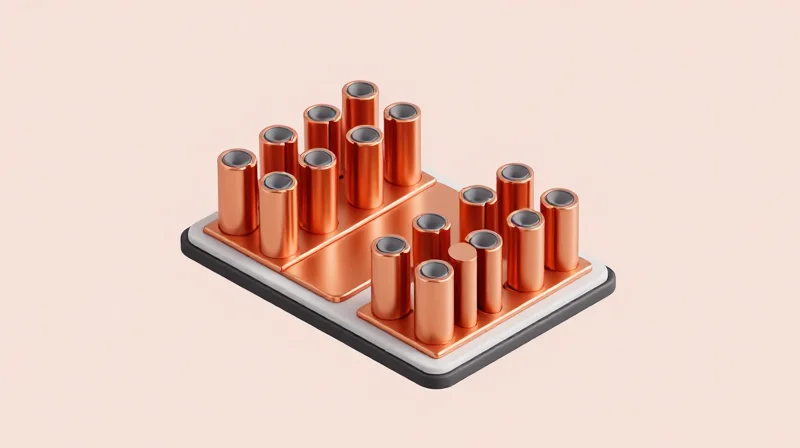 Thermal Management and Heat Dissipation Strategies Isometric 3D model showing thermal via arrays and heat dissipation paths