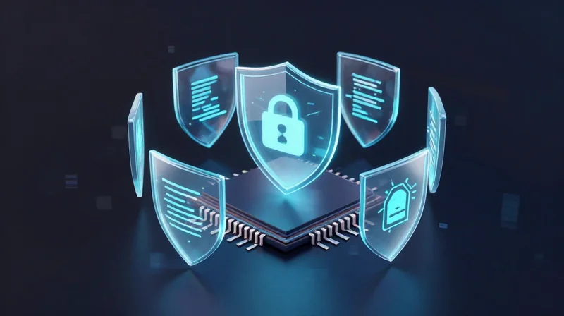 Encryption and Secure Element Implementation Conceptual representation of digital security and encryption shields.