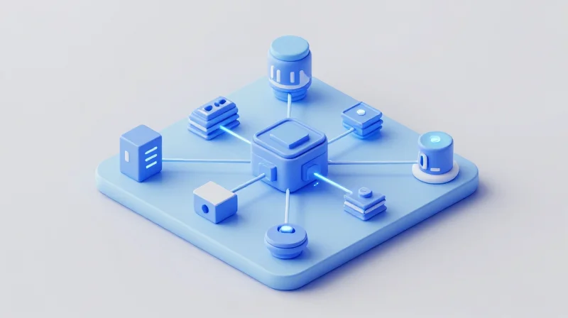Isometric 3D view of a smart home security system with AI cloud connectivity.