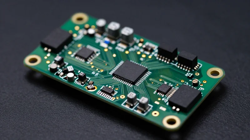 The Anatomy of Micro PCBA for Vaping Hardware A close-up view of a high-tech micro printed circuit board for a vaping device.