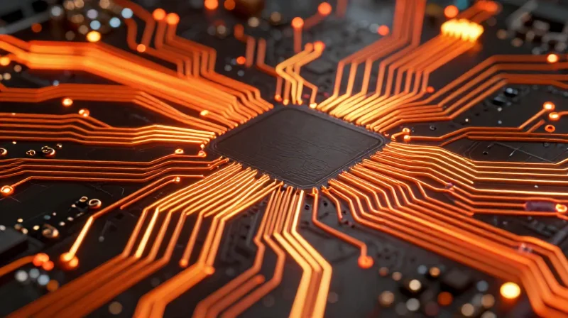 Optimizing Copper Weight for High-Current Demands An abstract visualization of heat paths and copper tracks on a circuit board.