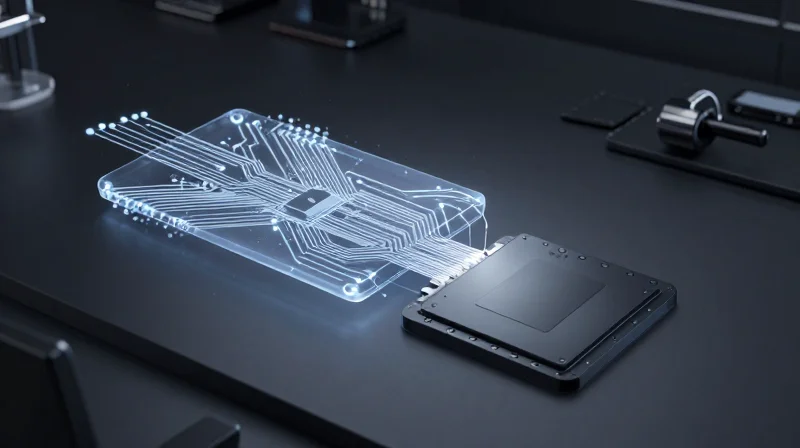 Streamlining the Prototype-to-Production Transition Concept art of a design transitioning from a blueprint model to physical hardware.