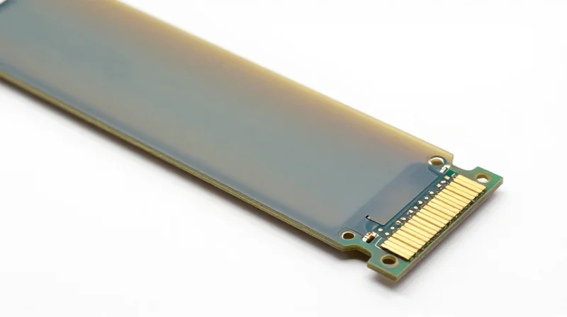 Understanding Rigid-Flex Circuit Technology Close-up of a rigid-flex circuit board showing the folding transition between flexible polyimide and rigid layers