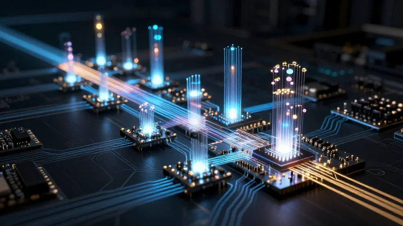 Reducing Production Costs Through Design Efficiency Abstract representation of streamlined electronic manufacturing processes