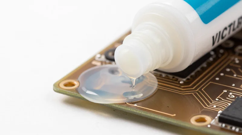 Material Selection: The Foundation of Waterproof Reliability Close-up of waterproof polymer materials and sealants on an electronic component.