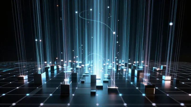 Real-Time Location Tracking Accuracy Conceptual visualization of GPS satellite signals interacting with urban building structures.