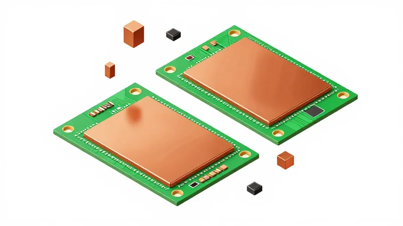 Strategic Grounding and Plane Isolation Isometric 3D view of a circuit board showing split plane isolation and ground layers.