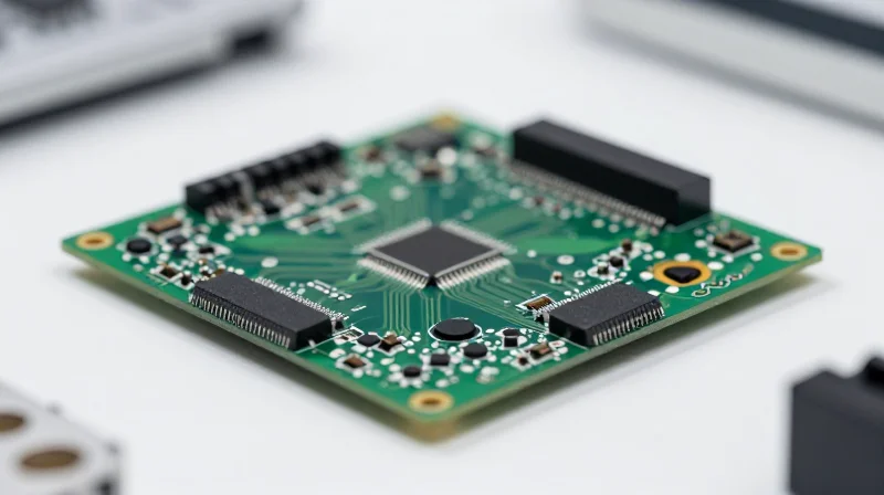Macro view of high-precision electronic circuit board inspection