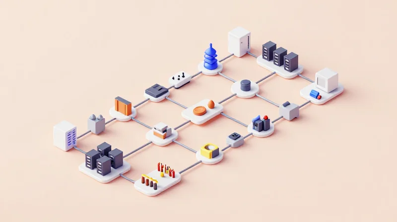 Reducing Hidden Logistics Overhead Isometric view of a simplified, efficient logistics and supply chain system