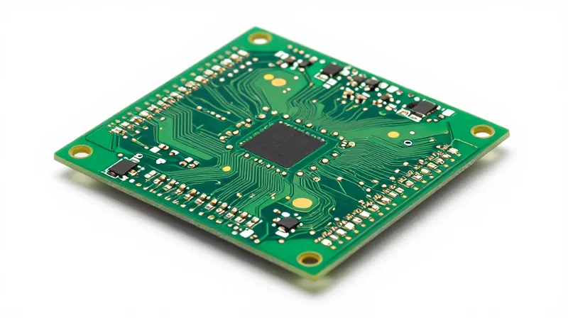 Anatomy of a High-Reliability Controller PCB A professional studio shot of a high-end industrial controller PCB with intricate soldering and advanced components.