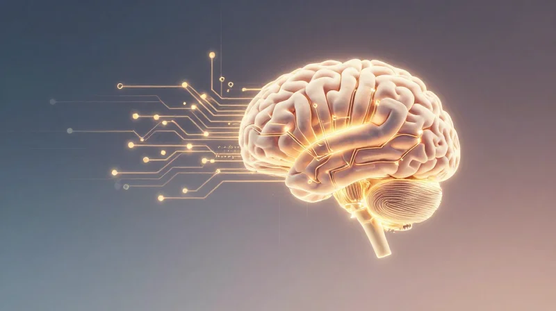The Future of Industrial Robotics Reliability Conceptual art showing an abstract brain and a robotic hand, representing AI-driven design.