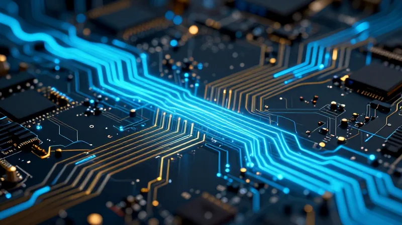 Mastering Controlled Impedance in High-Density Interconnects Abstract representation of high-speed electronic signal transmission across circuit traces.