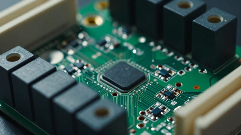The Critical Nature of Industrial-Grade Reliability A close-up of a robust industrial-grade PCB inside a protected housing, showing durable components and protective coating.