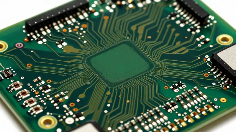 PCB Design Strategies for Increased Component Density A close-up macro shot of a high-density printed circuit board showcasing intricate copper traces and micro-components.