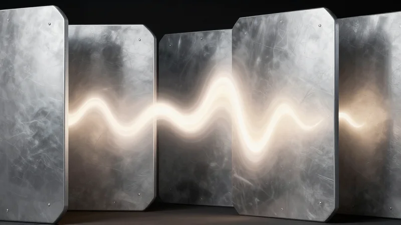 Advanced Shielding and Grounding Techniques Conceptual visualization of electromagnetic wave interference being blocked by metallic shielding layers.