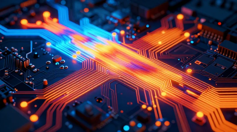Evaluating Thermal Management Expertise Conceptual visualization of heat dissipation on a high-power PCB board.