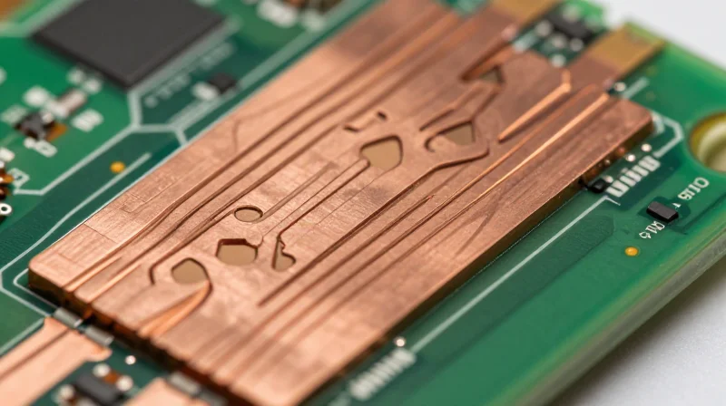 Manufacturing Capabilities: Etching and Plating Precision Precision micro-etched copper circuit board showing clean edges and high-density copper tracks.