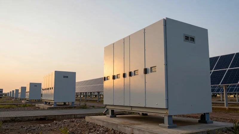 The Shifting Landscape of Solar Power Electronics Modern solar power inverter technology on a utility-scale solar farm at golden hour