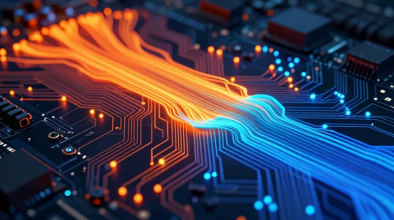 Abstract representation of heat dissipation on a circuit board