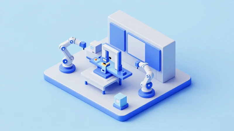 Assessing Manufacturing Quality Controls Isometric view of a robotic assembly and inspection station for electronics