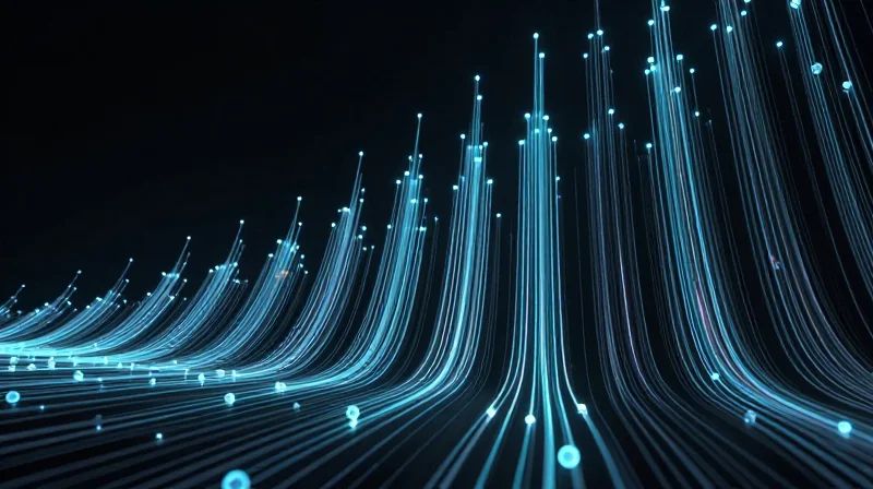 Real-World Data: ROI and Downtime Reduction Abstract upward trending light trails representing growth and stability