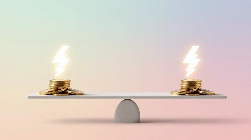 Cost-Benefit Analysis for Infrastructure Planning Abstract conceptual visualization of balance between capital investment and energy savings