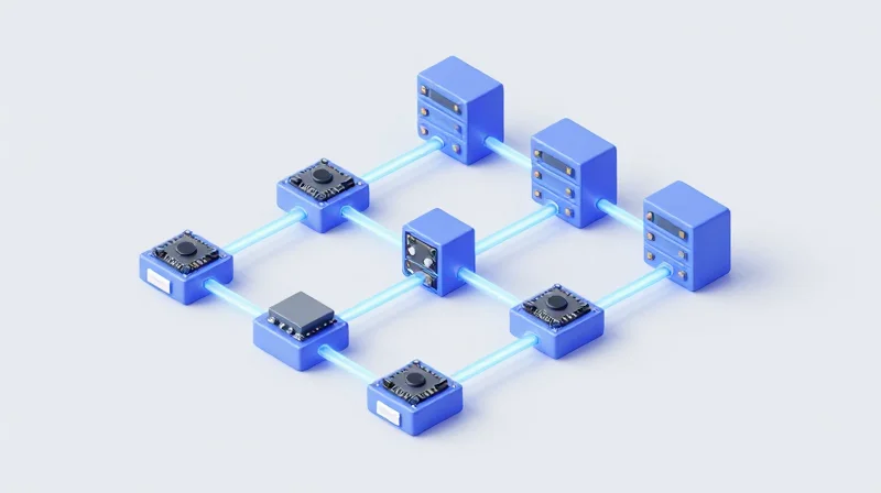 Connectivity Standards: Fieldbus and Communication Protocols Isometric view of interconnected industrial automation modules