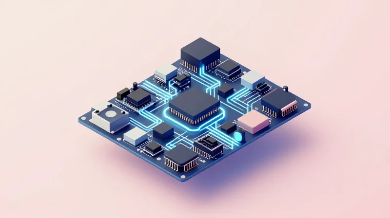 The Critical Role of DFM in CNC Systems Abstract digital representation of an industrial CNC motion control system architecture with interconnected electronic modules