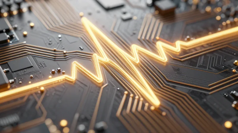 Precision Impedance Control for High-Speed Signals Visualization of high-speed differential signals flowing through a circuit board with controlled impedance pathways
