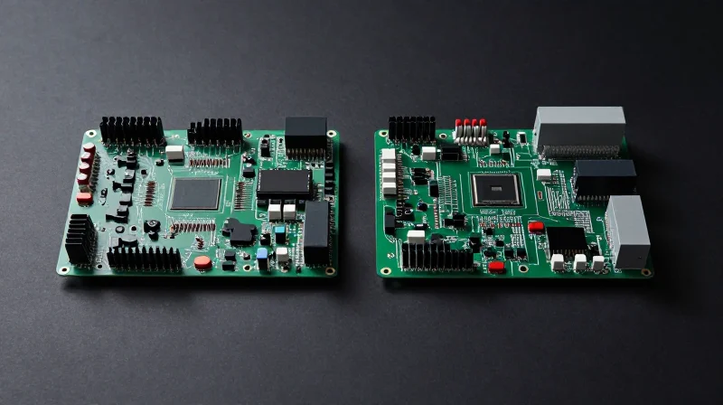 Cost-Benefit Analysis: Upgrading vs. Maintaining Legacy Systems Side-by-side comparison of an old rusted CNC board and a modern sleek AI-driven board.