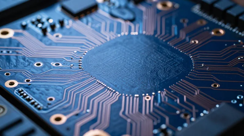 Selecting High-Grade Materials for Thermal Stability Close-up macro shot of a high-tech green PCB material under intense heat simulation.