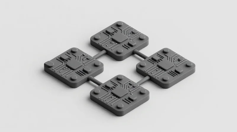 Designing for Maintainability and Serviceability Isometric view of a modular elevator controller with connected circuit blocks.
