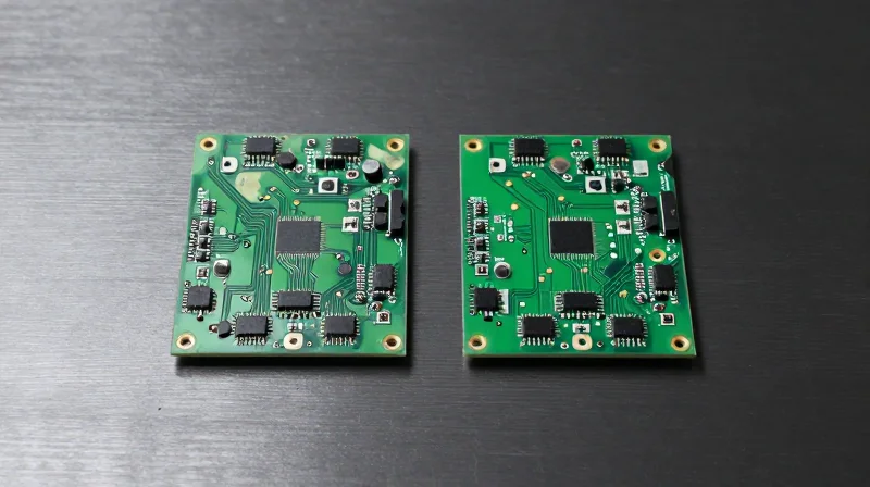 Material Science: Why Standard PCBs Fall Short Side-by-side comparison of a standard fragile PCB and a robust industrial-grade PCB.