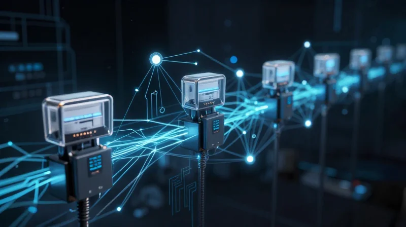 The Evolution of Smart Grid Hardware Digital visualization showing the transformation of electrical grid nodes
