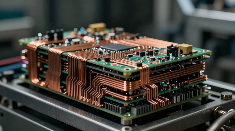 The Unique Challenges of High-Power Welding Electronics A complex, heavy-duty industrial circuit board inside a welding machine power supply unit.