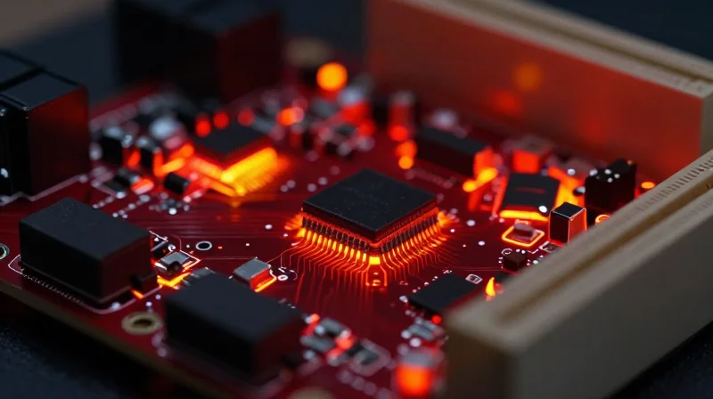 The Intersection of Power Density and Thermal Reliability Thermal imaging of a high-power printed circuit board showing heat distribution in a welding environment