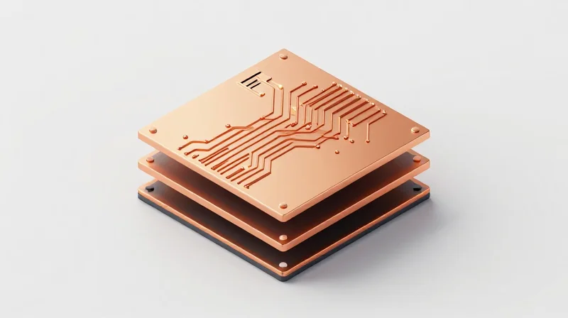 Strategic PCB Stack-up Design for Power Integrity Cross-section view of a multi-layer PCB showing copper weight and dielectric layers