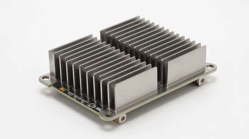 Thermal Management Solutions: Vias, Heatsinks, and Thermal Pads High-performance heatsink and thermal pad assembly on a power electronic component