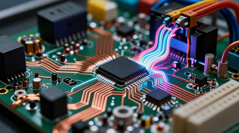 The Unique Demands of VFD Circuitry High-tech industrial circuit board for a variable frequency drive glowing with electrical energy
