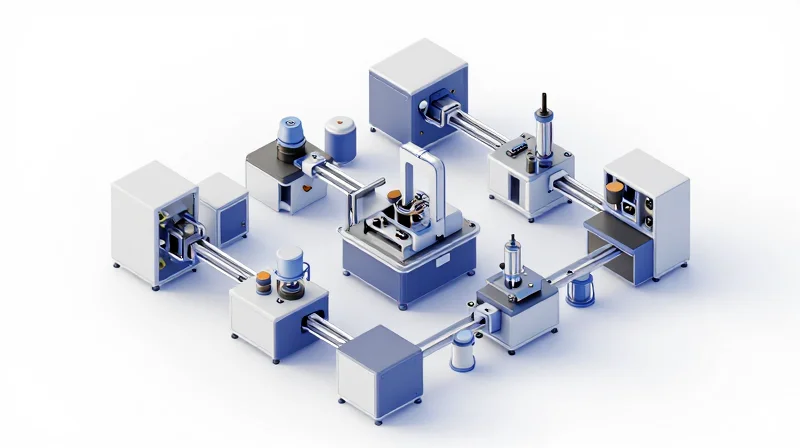 Verifying IPC Compliance and Quality Standards Isometric 3D model of a high-reliability industrial assembly line