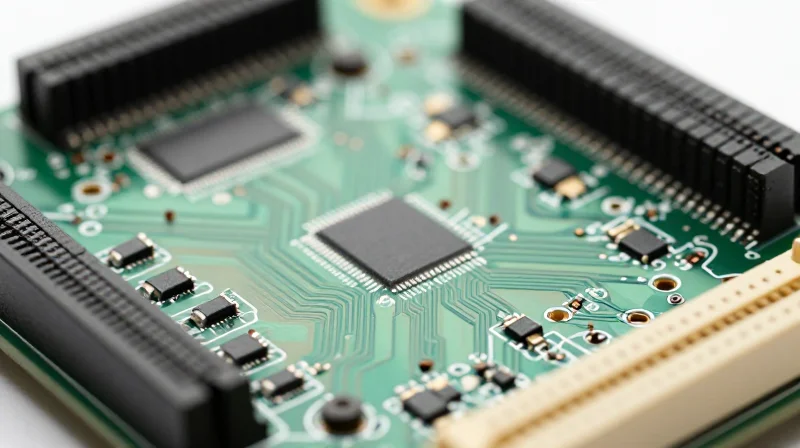 The Direct Correlation Between PCB Design and VFD Reliability A close-up view of a high-end industrial PCB for variable frequency drives, showing clean circuit paths and professional soldering.