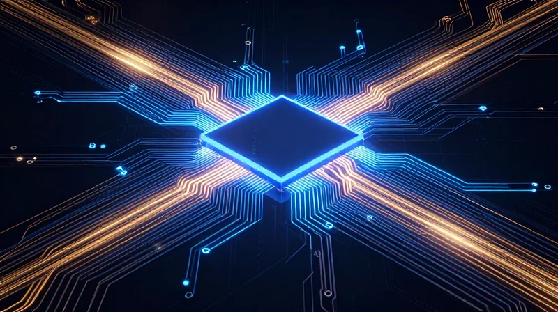 Mitigating Energy Loss Through Efficient Circuit Architecture A conceptual 3D render showing heat dissipation patterns on a circuit board.