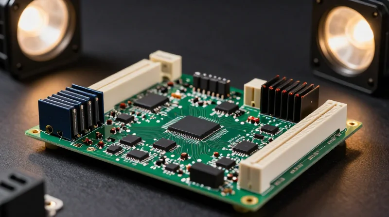 A complex electronic circuit board showcasing high-voltage power components and sensitive control logic.