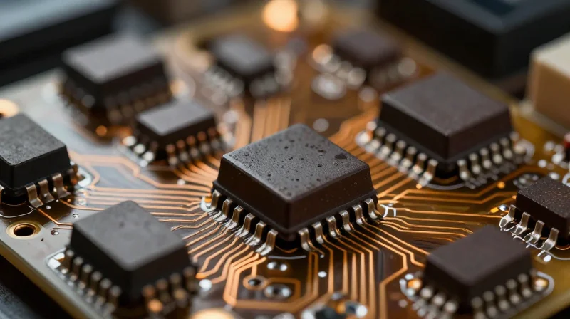 The Limitations of Traditional Silicon-Based VFDs A close-up of a traditional silicon-based industrial control board with heat-stressed components