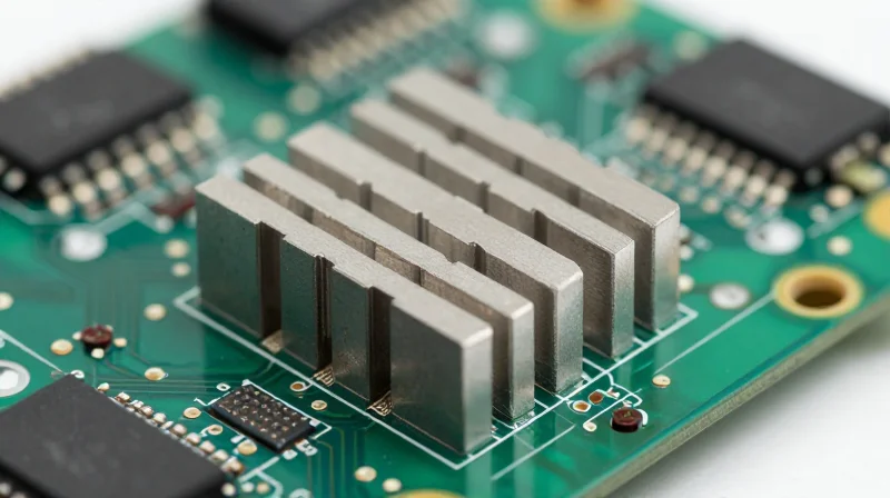 Evaluating Thermal Management Requirements A close-up view of an industrial PCB with large heat sinks attached for thermal management