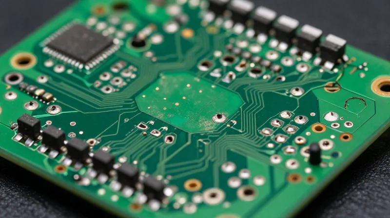 Limitations of Traditional PCB Assemblies in Modern Settings Macro view of a traditional rigid PCB board with restricted component density