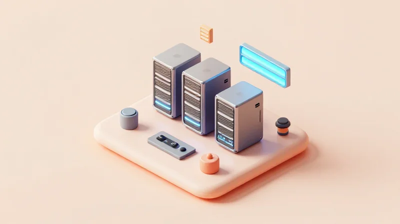 Balancing Power Consumption and Processing Power Isometric 3D model representing the balance between processing units and energy efficiency
