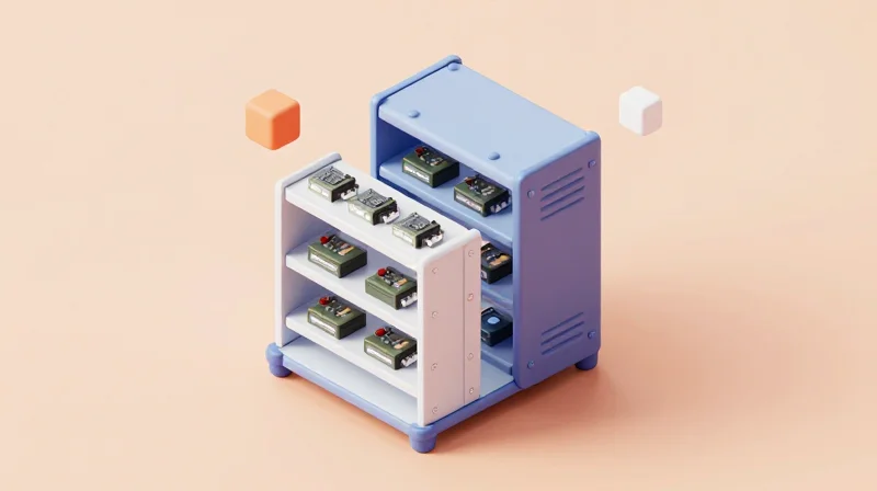 The Future of Industrial Automation: Designing for Longevity Isometric view of a modular industrial automation system with replaceable high-tech hardware modules.